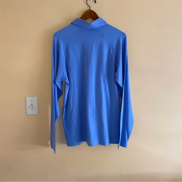 Coolibar Long Sleeve Polo Shirt Men Large Blue UPF 50+ Preppy Logo Gorpcore - Picture 6 of 14